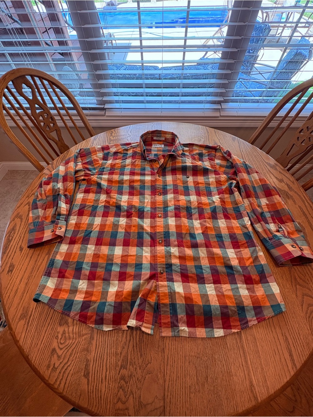 Orvis Vintage Multicolor Orange Green Plaid Button Down Shirt Size XXL Fall Styl